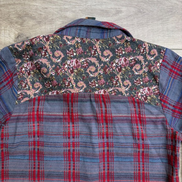 Aratta Silent Journey Flannel Shirt Jacket Patched Boho Grunge Ombre Bohemian - Picture 9 of 14